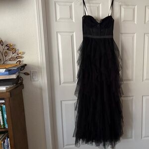 Chic Black Layered Tulle Dress